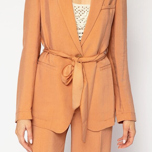 FORTE FORTE Cupro Twill Deconstructed Blazer in Apricot - Picture 3 of 6